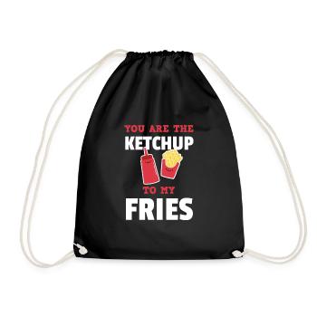 Das Ketschup zu meinem Pommes-süßen Paar-T-Shirt - Turnbeutel - Schwarz - Vorne