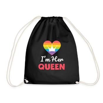 Funny I'm Her Queen T-shirt - Drawstring Bag - black - Front