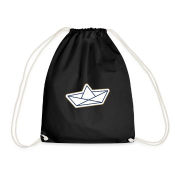 Paper ship paper boat sailing boat ship - Drawstring Bag - black - Front