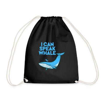 Wal - sprechen - Tier - Meeresbewohner - Geschenk - Turnbeutel - Schwarz - Vorne