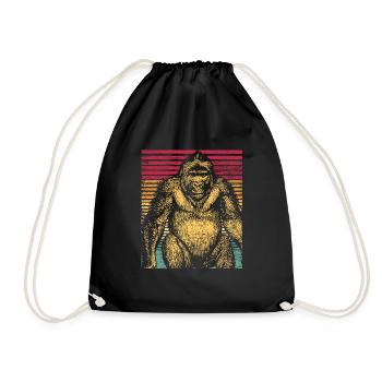 Singe bananier tronc gratter cadeau drôle - Sac de sport léger - noir - Devant