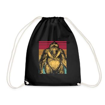 Monkey primate gorilla chimpanzee animal zoo zoo - Drawstring Bag - black - Front