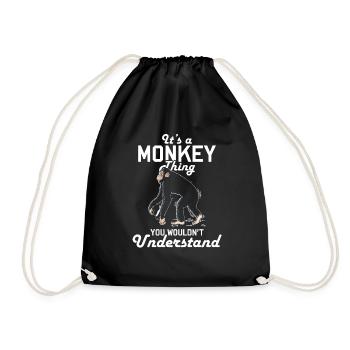 Affe Banane Tier Geschenk Affen Natur Klettern - Turnbeutel - Schwarz - Vorne