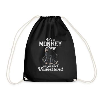 Affe Banane Tier Geschenk Affen Natur Klettern - Turnbeutel - Schwarz - Vorne