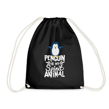 Cute Penguin is My Spirit Animal Funny T-shirt - Drawstring Bag - black - Front