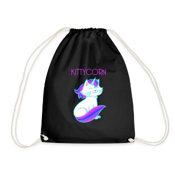 Kittycorn - Katze Horn - Kätzchen - Turnbeutel - Schwarz - Vorne