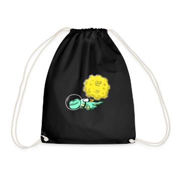 Dino - T-Rex - Moon - Space - Astronaut - Drawstring Bag - black - Front