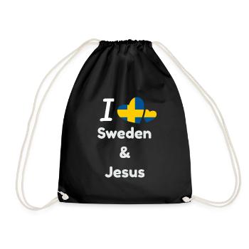 J'aime la Suède et Jésus - Christ et la Suède - Sac de sport léger - noir - Devant
