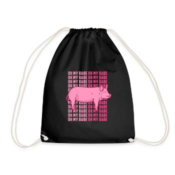 Cochon - Oh miel - idée cadeau - Sac de sport léger - noir - Devant