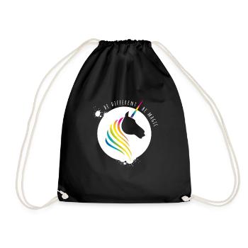 unicorn rainbow unicorn rainbow gay CSD cool LO - Drawstring Bag - black - Front