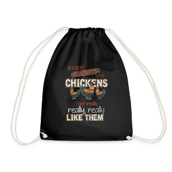 Huhn Bauer Bauernhof Dorf Tier Geschenk Hahn Henne - Turnbeutel - Schwarz - Vorne