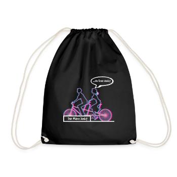 Funny bicycle tandem gift man woman - Drawstring Bag - black - Front