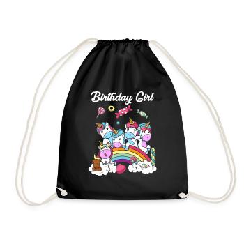 Cadeau d'anniversaire licorne fête fille enfant - Sac de sport léger - noir - Devant