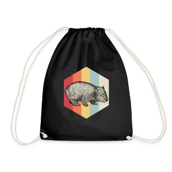 Wombat animal Australia wild gift idea zoo colorful - Drawstring Bag - black - Front