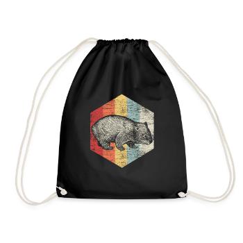Wombat animal Australia lifestyle gift - Drawstring Bag - black - Front