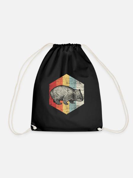 Wombat Tier Australien Lifestyle Geschenk - Turnbeutel - Schwarz