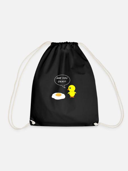 Lustiges Küken und Spiegelei T-Shirt für Kids - Turnbeutel - Schwarz