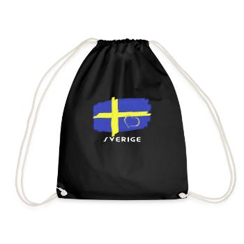 Drapeau du drapeau de la Suède avec la police de coeur - Sac de sport léger - noir - Devant