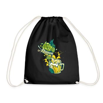 Hopfen Malz Craft Bier Krug Alkohol Hobbybrauer - Turnbeutel - Schwarz - Vorne