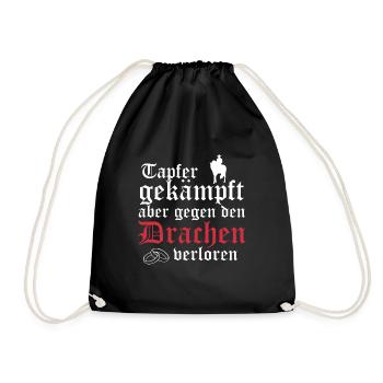 Tapfer gekämpft, aber gegen den.. - Geschenk - Turnbeutel - Schwarz - Vorne