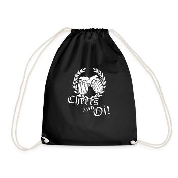 cheers and oi skinhead beer laurel wreath t-shirt - Drawstring Bag - black - Front