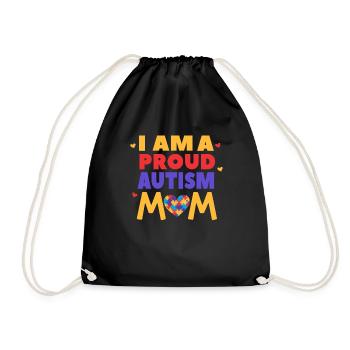 I Am a Proud Autism Mom - Drawstring Bag - black - Front