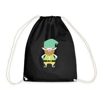 Dwarf Garden Dwarf Gift Goblin Wichtel Child - Drawstring Bag - black - Front
