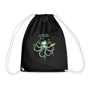 Maler Geschenk Party Octopus Pinsel Krake Ozean - Turnbeutel - Schwarz - Vorne