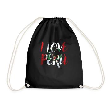 Peru saying I love gift national colors flag - Drawstring Bag - black - Front