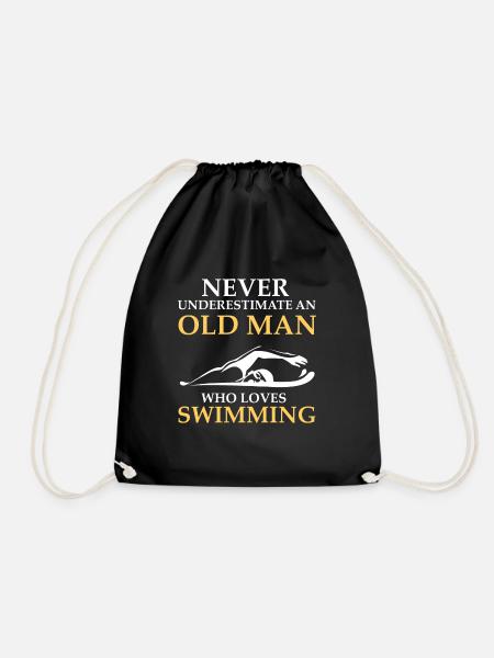 Never underestimate an old man. - Gift - Drawstring Bag - black