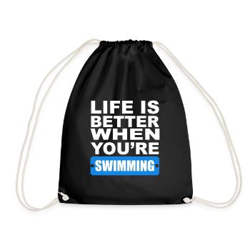 La vie est meilleure quand tu nages! - Cadeau - Sac de sport léger - noir - Devant