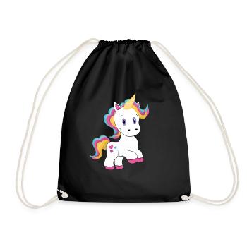 Einhorn - Turnbeutel - Schwarz - Vorne