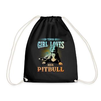 Pitbull chien chien de combat amour fille - Sac de sport léger - noir - Devant
