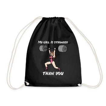 Strong Woman Weight Fitness Workout Weightlifting - Drawstring Bag - black - Front
