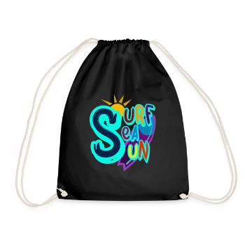 Surfen Meer Sonne Strand Geschenke Idee - Turnbeutel - Schwarz - Vorne