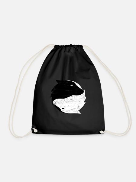 Yin Yang Wolf Hund - Geschenk - Turnbeutel - Schwarz