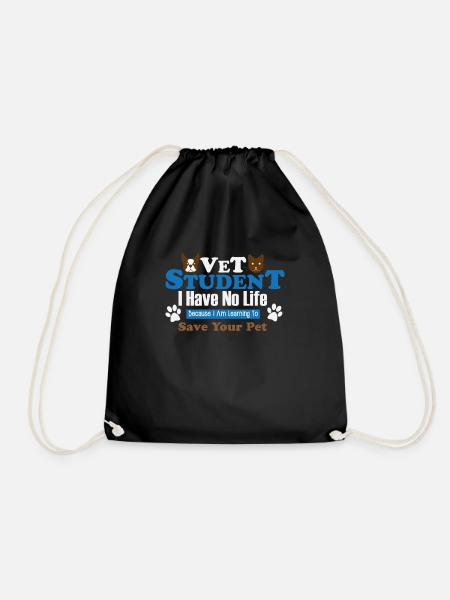Veterinarian Veterinarian Veterinary Veterinary Animals Hu - Drawstring Bag - black