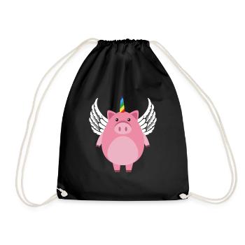 Unipig rose mignon drôle Licorne cochon Tee Shirt cadeau - Sac de sport léger - noir - Devant