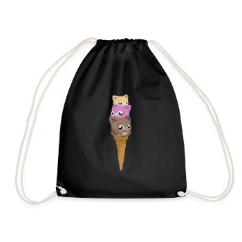 Katzen Eis - Turnbeutel - Schwarz - Vorne