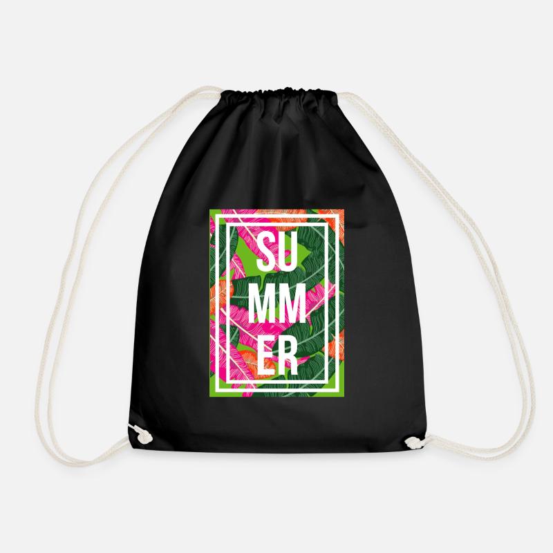 Summer palm trees - Drawstring Bag - black