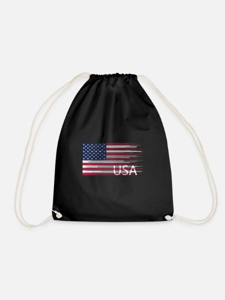 USA Flagge Amerika Freiheit Reise route 66 shirt - Turnbeutel - Schwarz