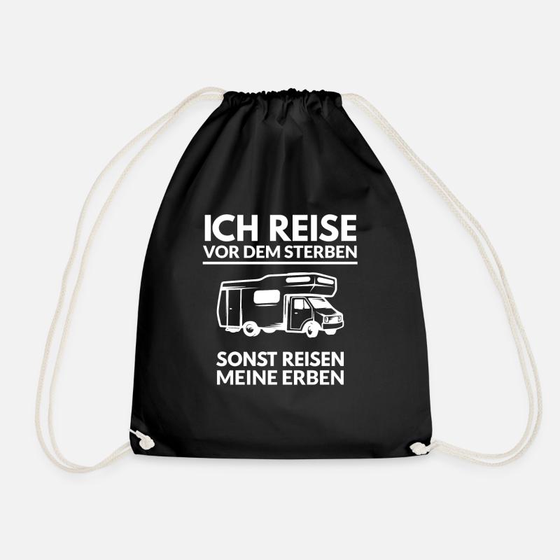 Campen Camping WoMo Wohnmobil Erben Reise Geschenk - Turnbeutel - Schwarz