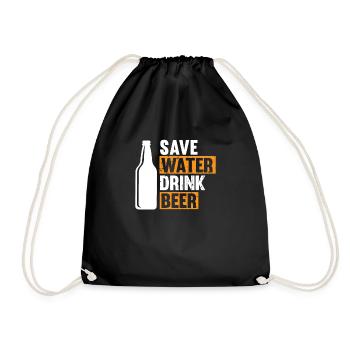 Save water drink beer - Saving water drink beer - Drawstring Bag - black - Front