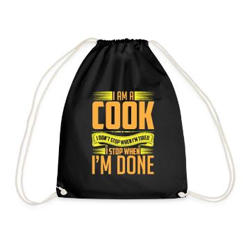 I am a Cook I stop when I'm done! - Drawstring Bag - black - Front