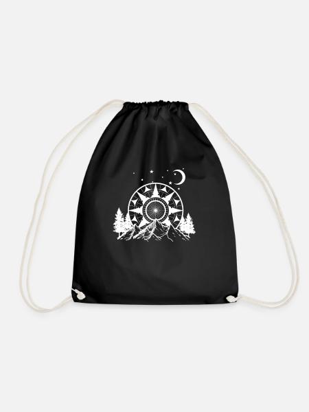 Berge Natur Mandala Camping Wandern Geschenk - Turnbeutel - Schwarz