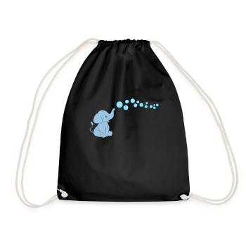 Elephant - Elephant Lover - Elephant - Bubble - Drawstring Bag - black - Front