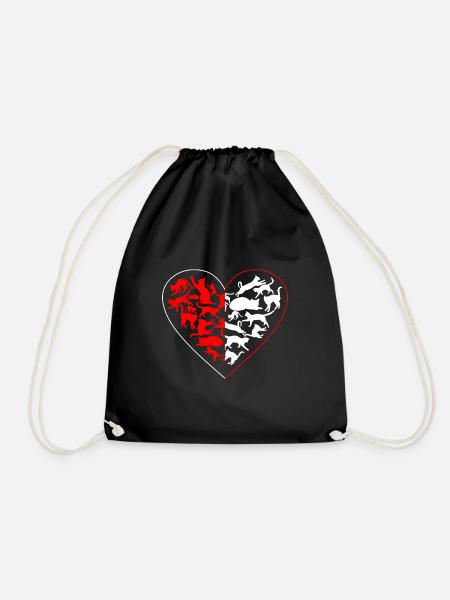 Cats Kitty Pet Gift Meow Heart Love - Drawstring Bag - black