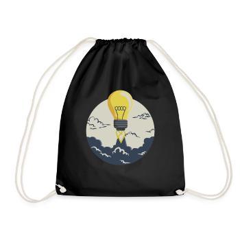 Light bulb rocket, for entrepreneurs and startups - Drawstring Bag - black - Front