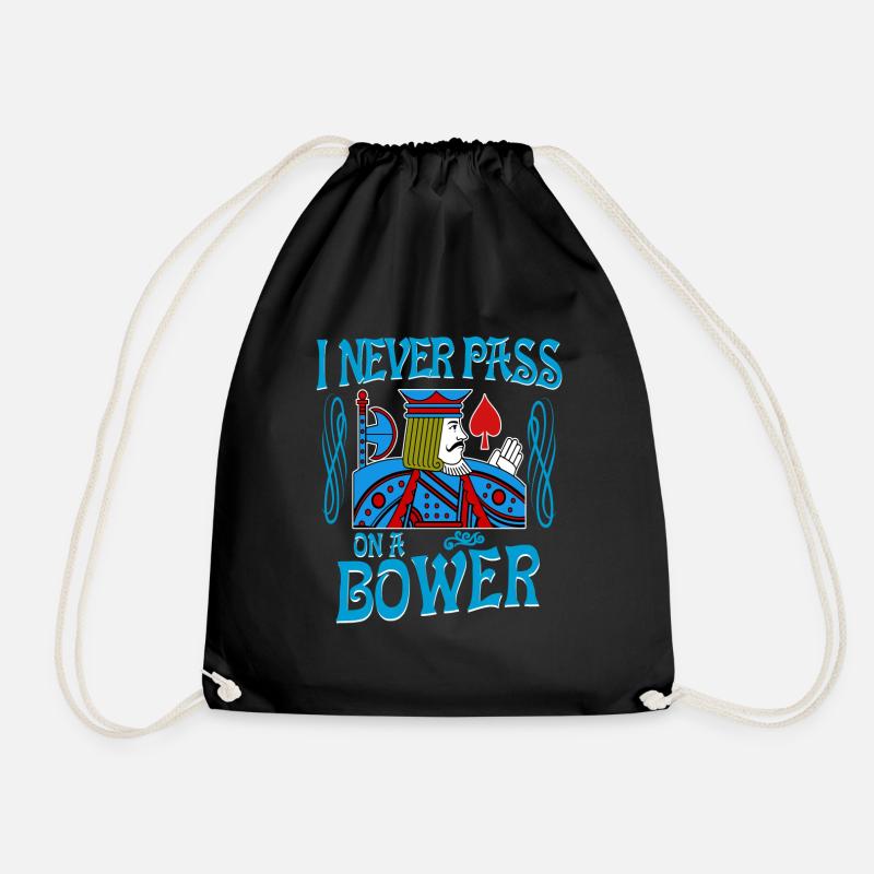 Euchre I Never Pass On A Bower Card Playing T - Drawstring Bag - black