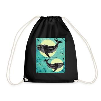 Beech Whales Whales - Drawstring Bag - black - Front